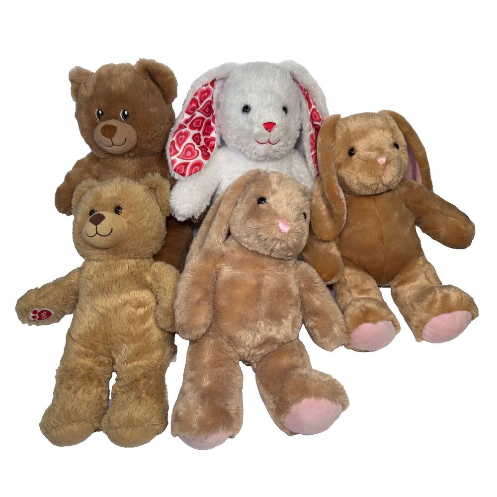 Build A Bear Plush LOT Of 5 Teddy Bears Bunny Rabbits Cute Stuffed Plush Animals